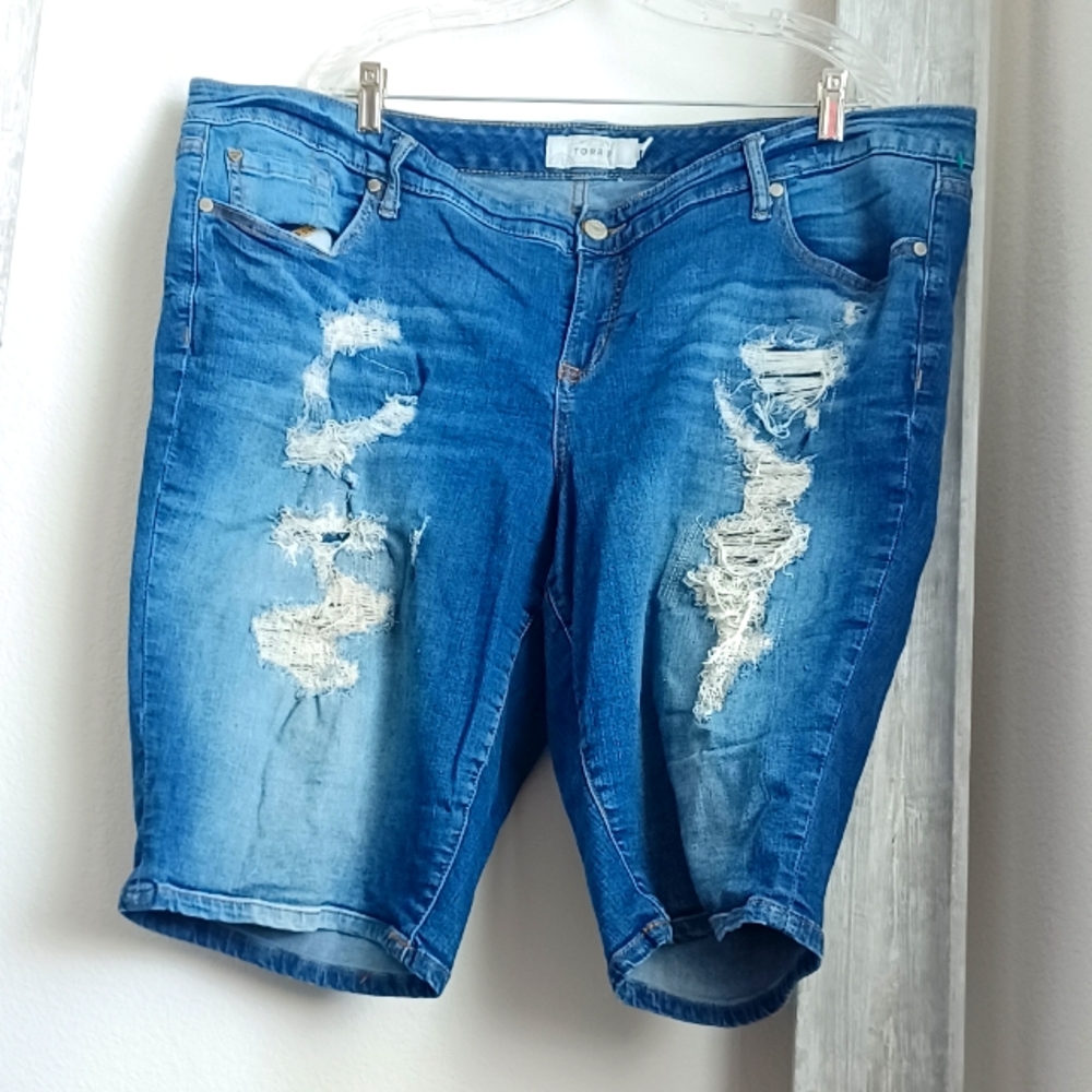 TORRID Jean Destressed Shorts